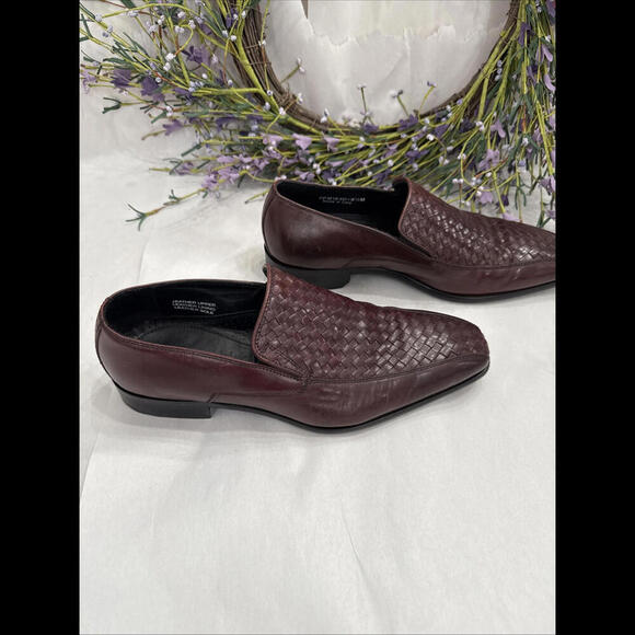 Men's Paul Fredrick Brown Woven Italian Leather Penny Loafers Size 8.5 C… - Picture 4 of 12